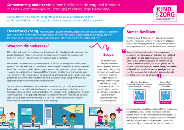 Samen beslissen met kinderen met een verstandelijke of (ernstige) meervoudige beperking